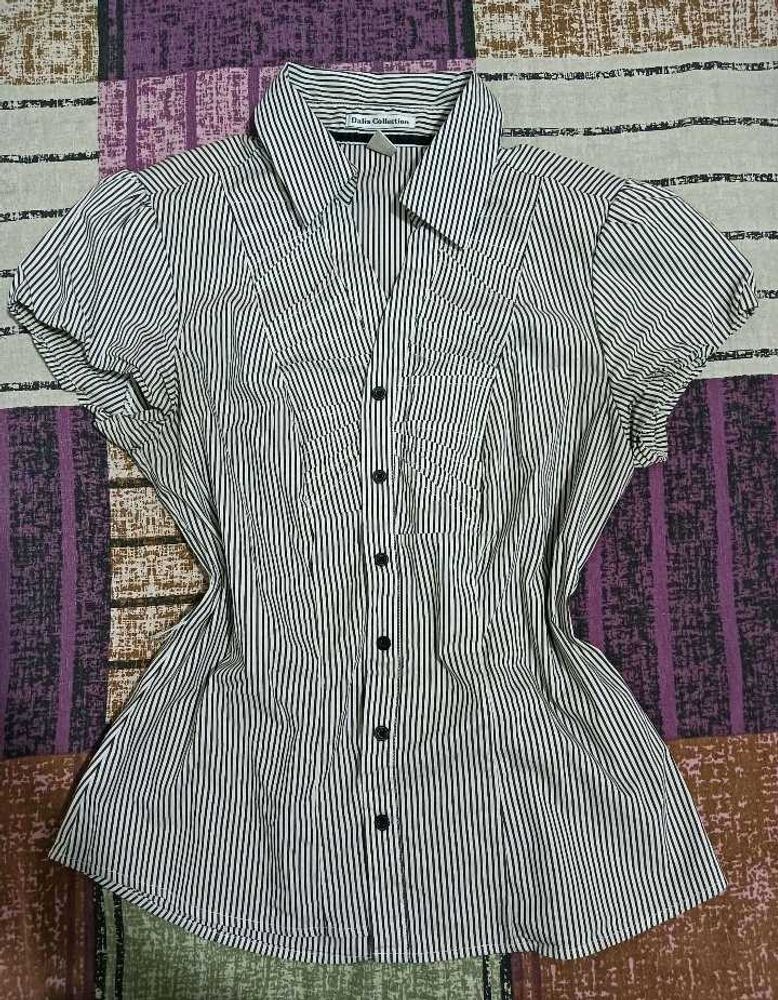 Striped Short Sleeve Button-Up