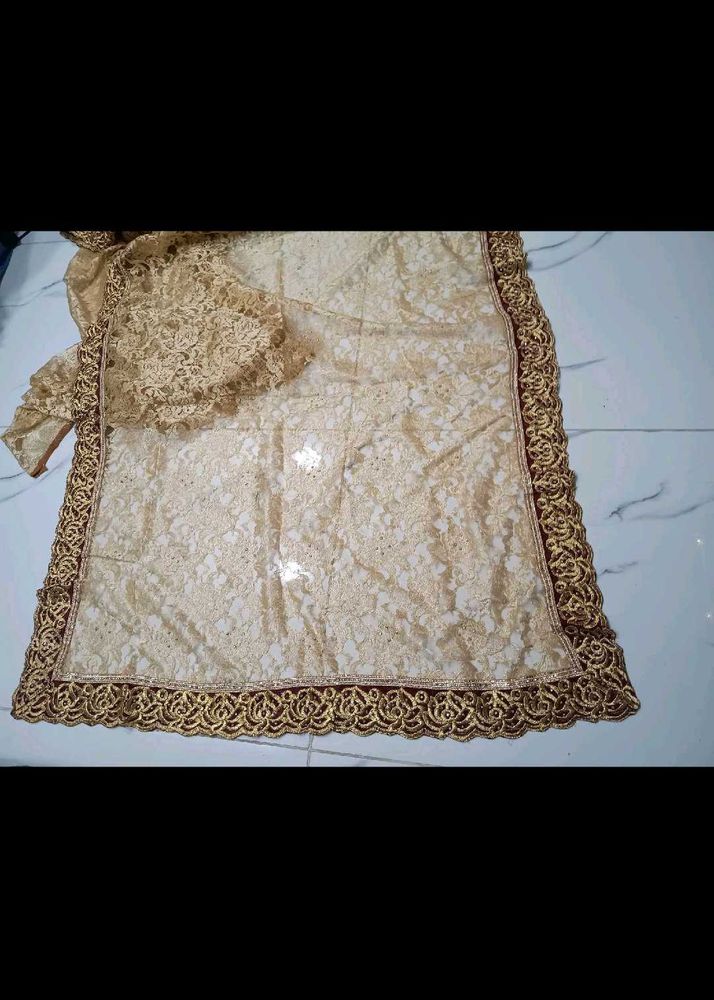 Golden Net Saree