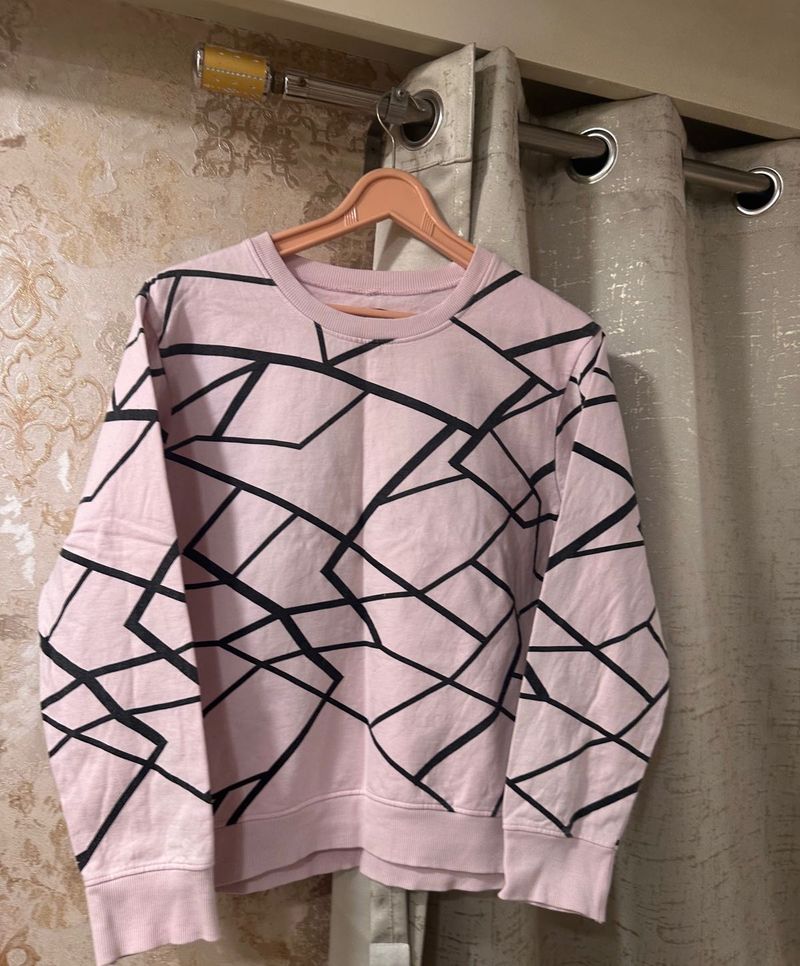 Pink Geometric Print Sweatshirt, Bust-36