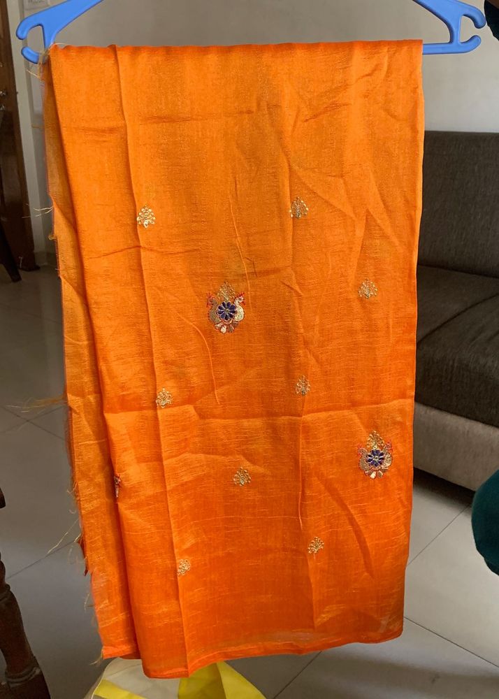 Orange Embroidered Saree