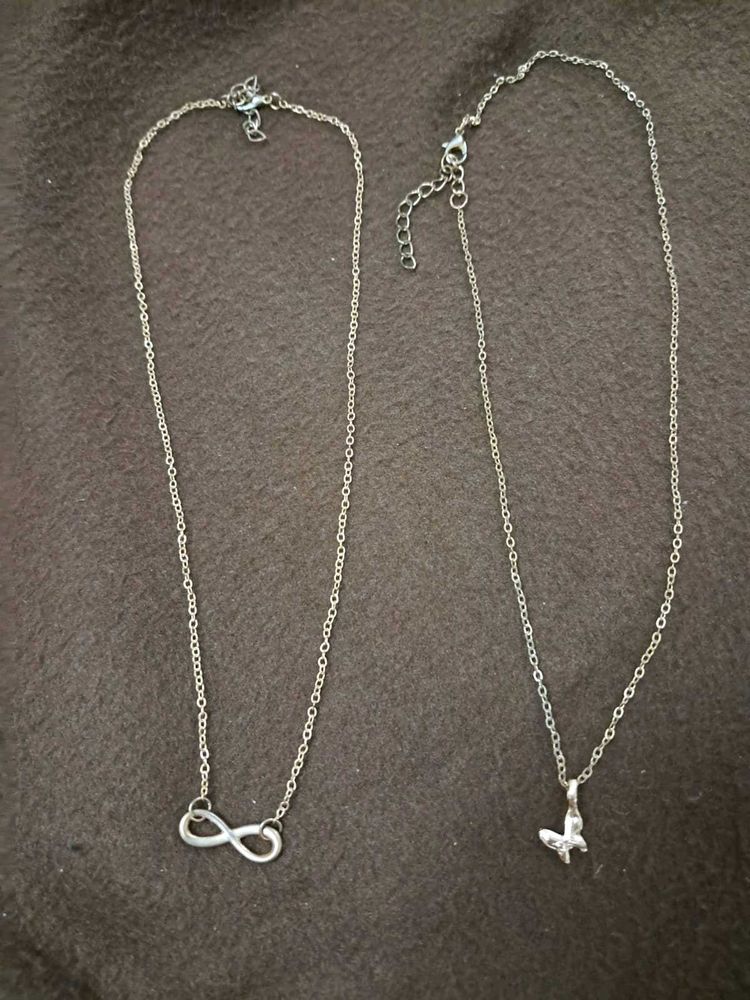 Silver Butterfly &amp; Infinity Necklaces Combo
