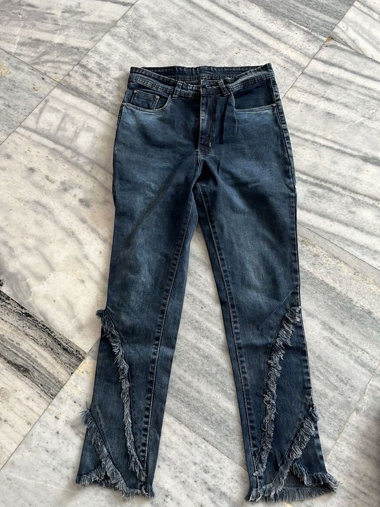 Fringe Hem Jeans