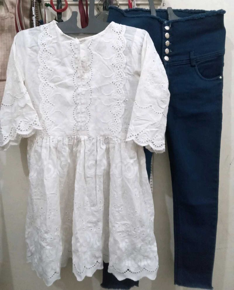 Beautiful Lucknowi Frock(Top)With Jeans