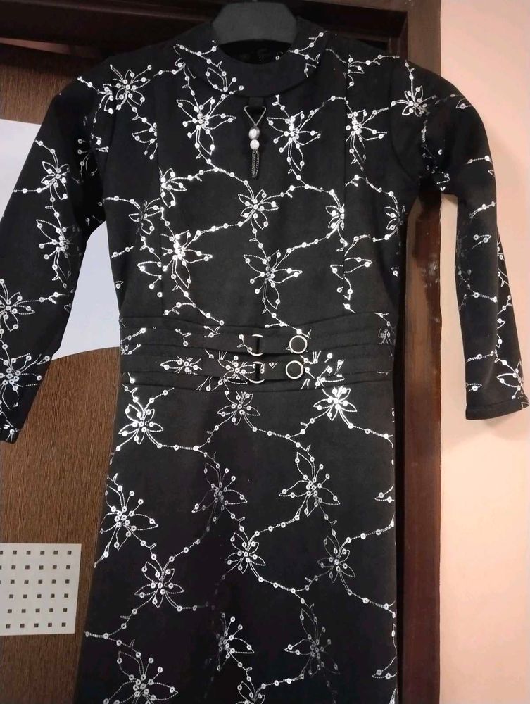 Floral Print Black Dress