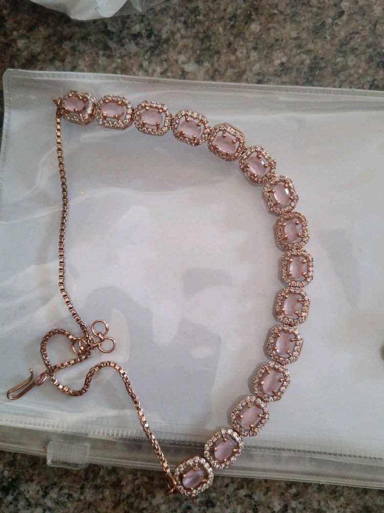 Rose Gold Plated Necklace And Earring Set