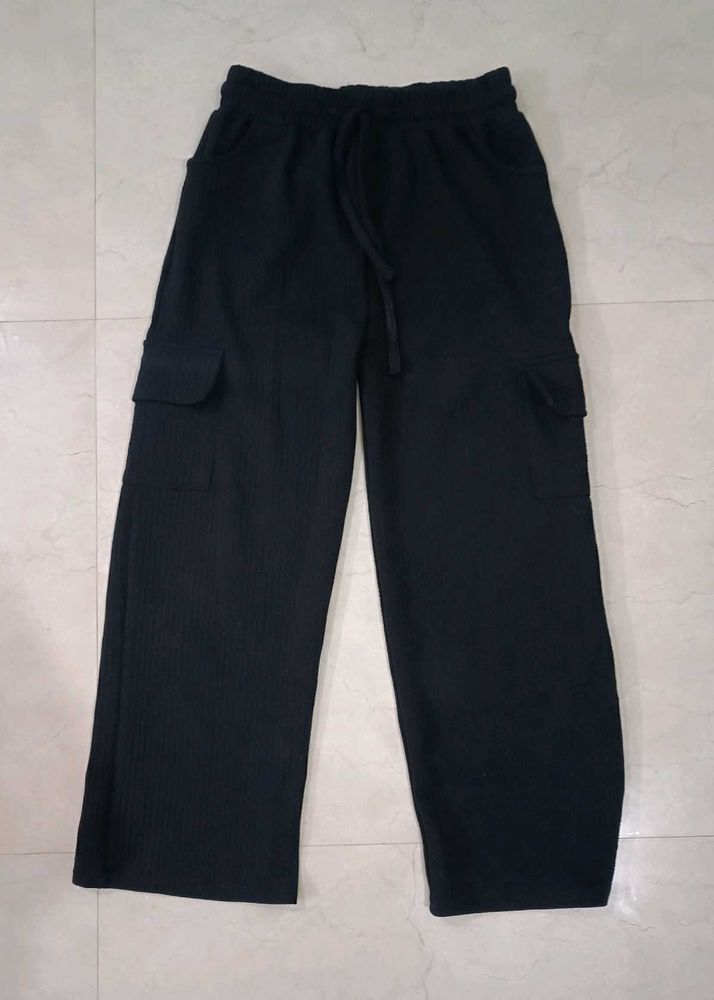 Black Wide Leg Cargo Pants