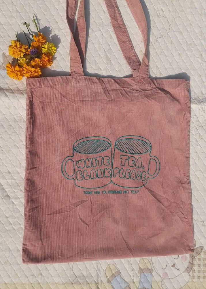 Pink Coduroy Tote Bag