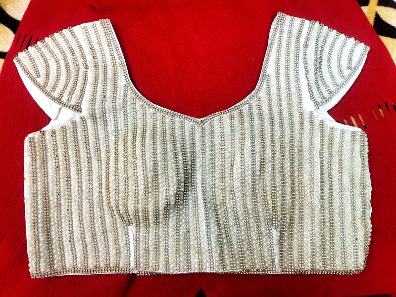 Designer Beaded White Blouse
