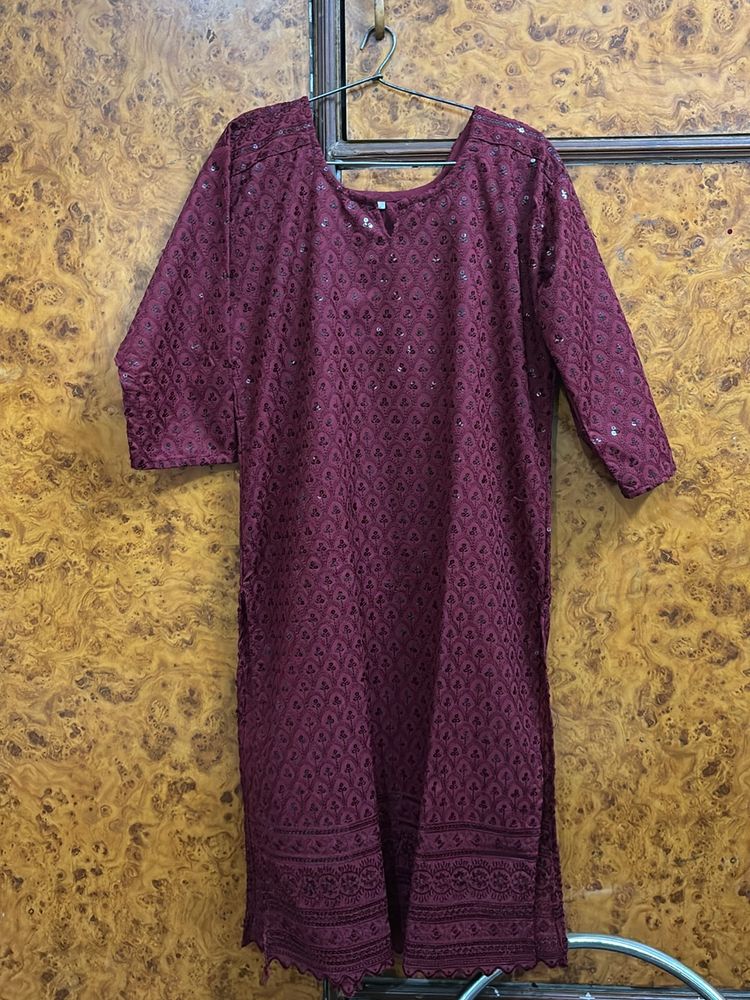 Maroon Sequin Work Kurti