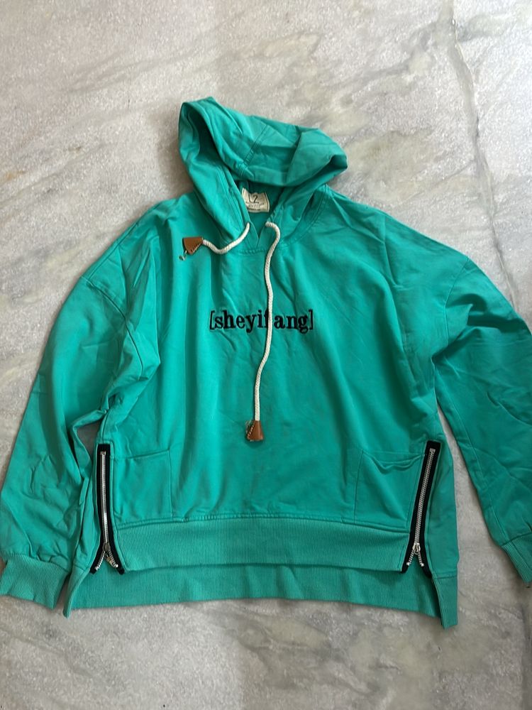 Cyan Blue Oversized Hoodie