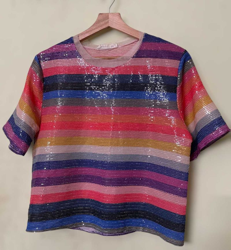 Sequin Striped T-Shirt
