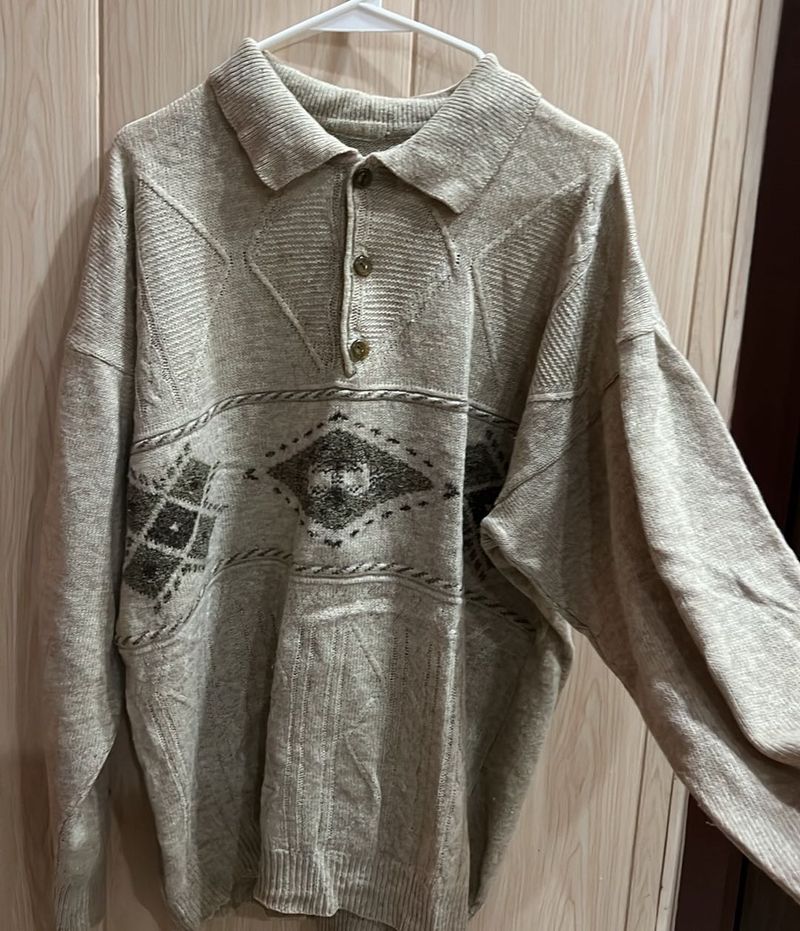 Vintage Patterned Knit Sweater