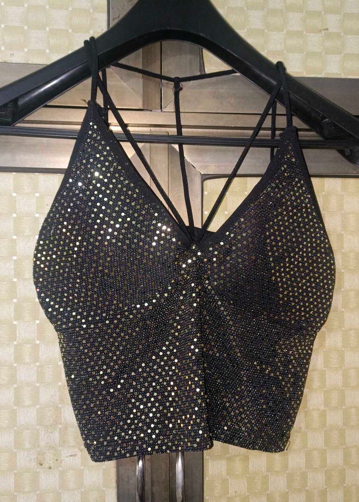 Sparkling Black Crop Top