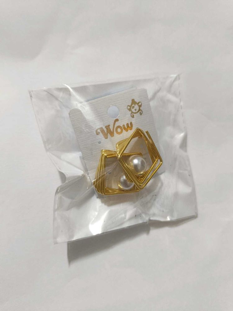 Gold Geometric Pearl Earrings