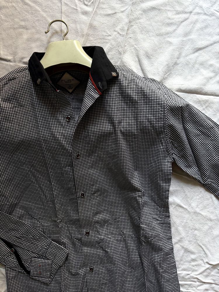 Black &amp; White Micro Check Shirt – Brand: Flirt
