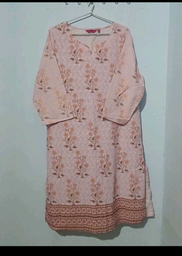 Floral Print Chikankari Tunic Dress
