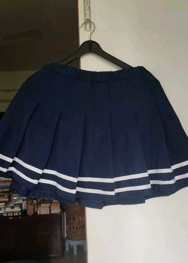 Pleated Navy Skirt With Under Shorts