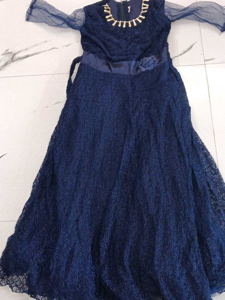 Elegant Navy Blue Girls Dress
