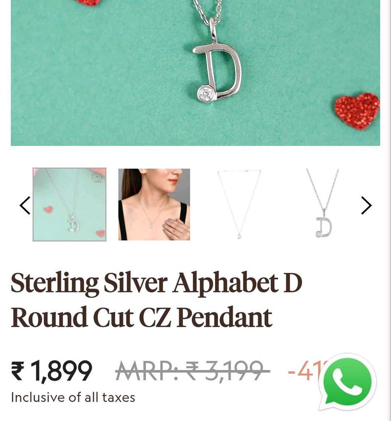 925 Silver &#34;D&#34; Alphabet Pendant