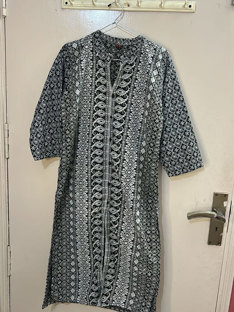 Black &amp; White Boho Paisley Kurta