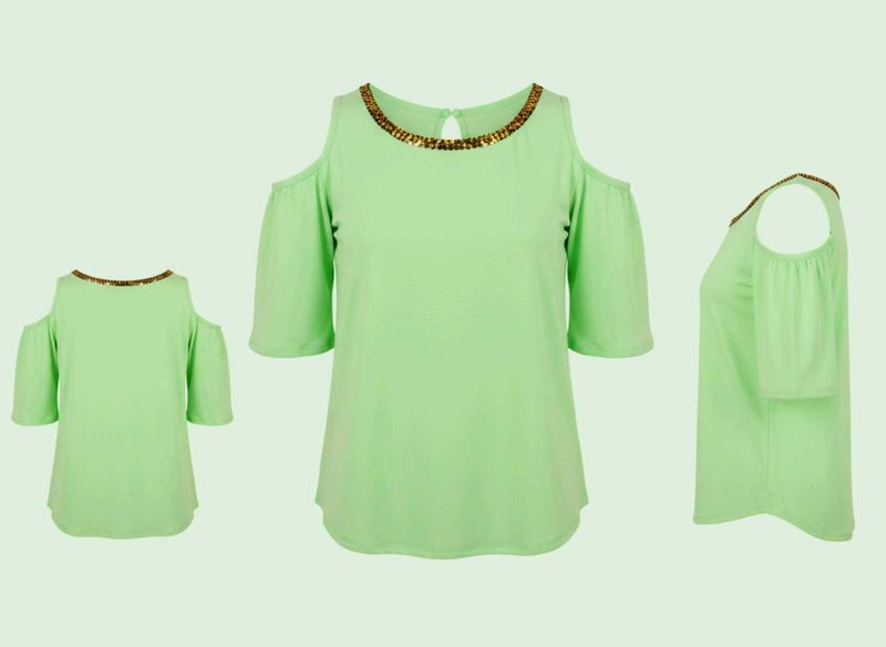 Cold Shoulder Embellished Top