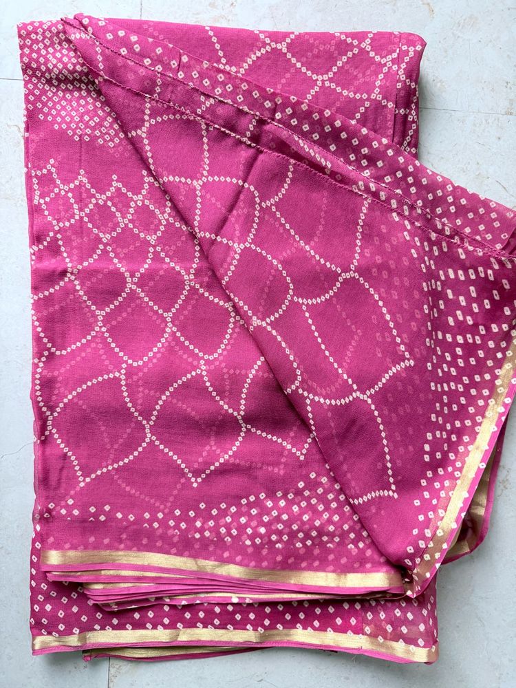 Unused Onion Pink Georgette Saree