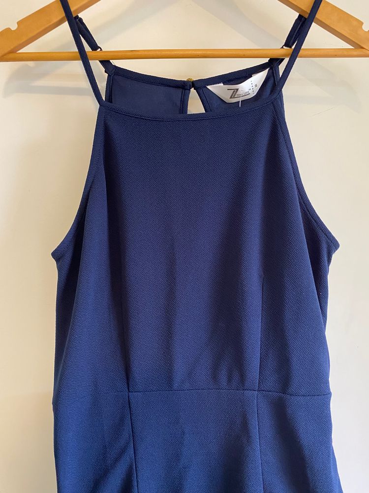 (Navy Blue)Halter Neck Bodycon Dress With Side Slit