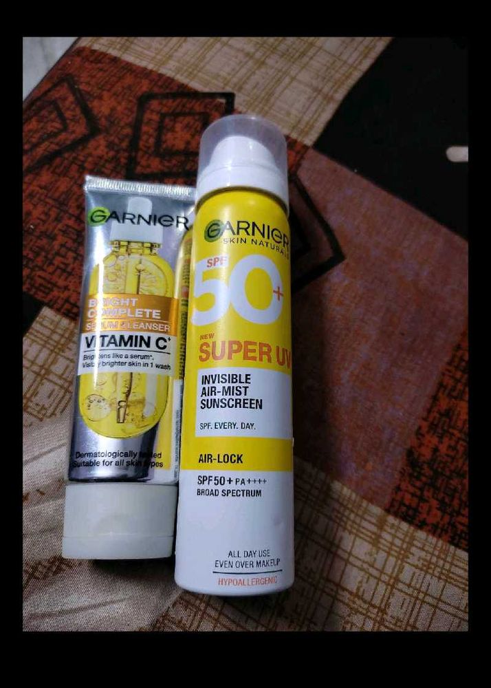 Garnier Face Cleanser Or Sunscreen Spf 50 New