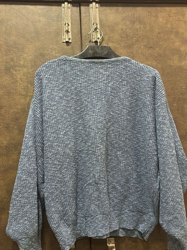 Stylish Blue Knit Sweater xxl