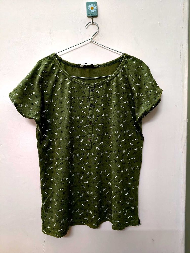 Green Printed Top