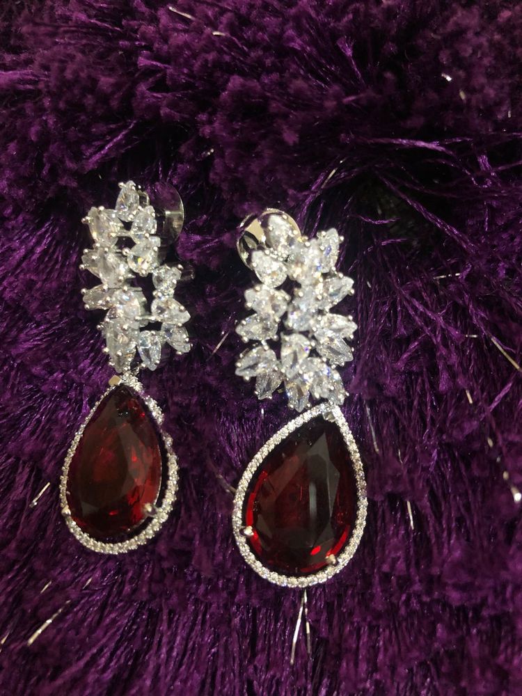 Cubic Zirconia Drop Earrings (big  Red Swarovs
