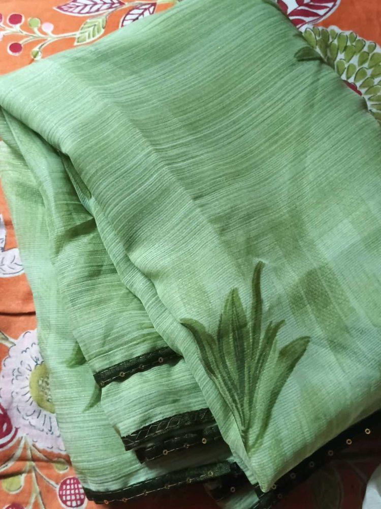 Elegant Green Printed Saree