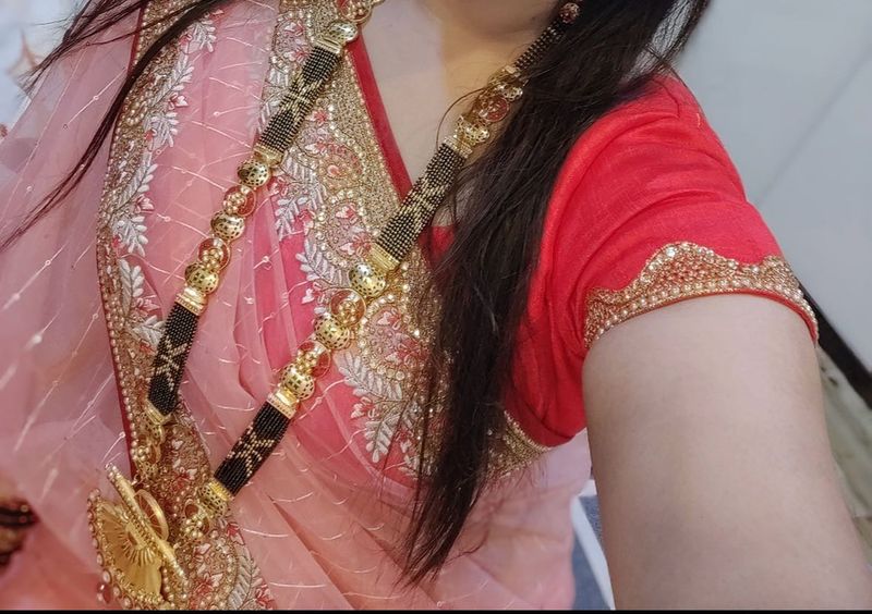 Elegant Peach Saree With Blouse