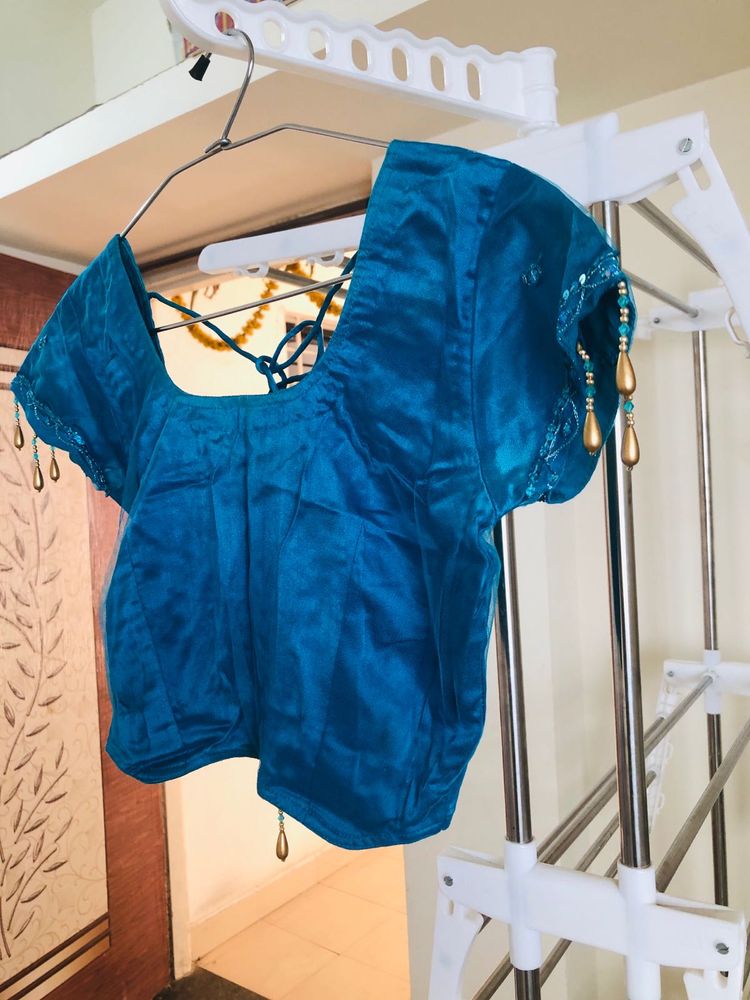 Teal Embellished lehenga choli Blouse with dupatta