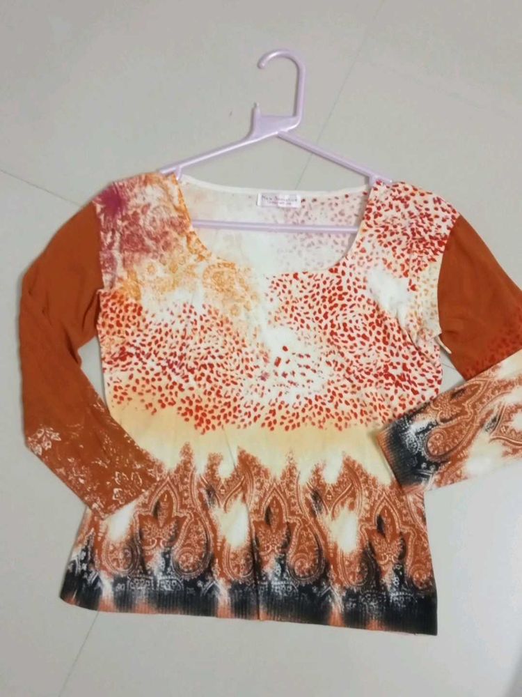 Patterned Long Sleeve Top