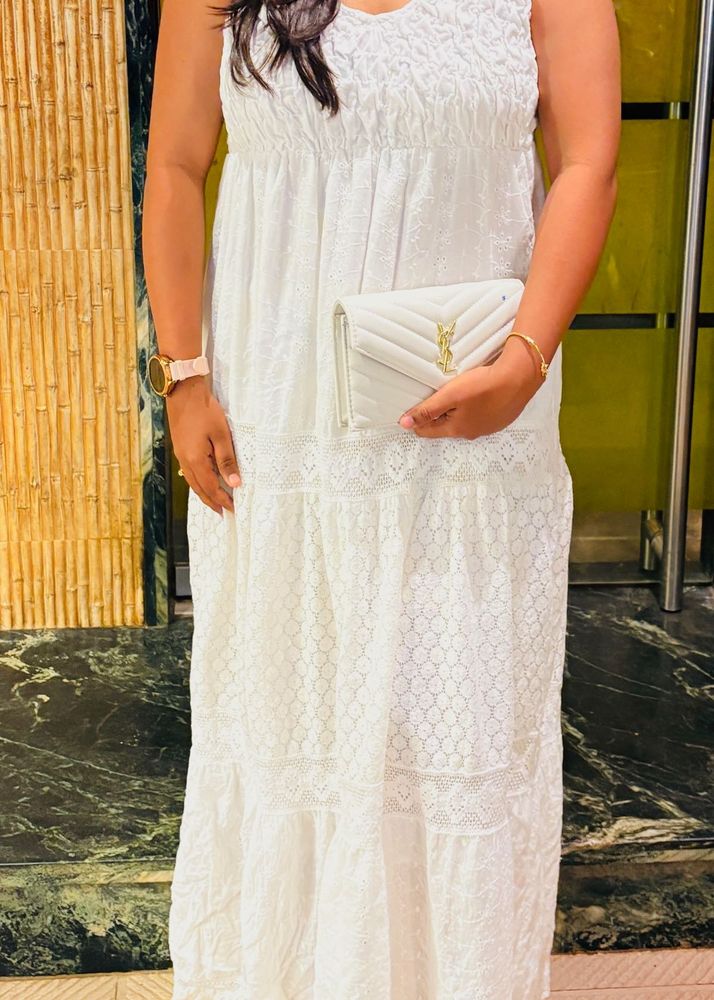 White Lace Tiered Dress