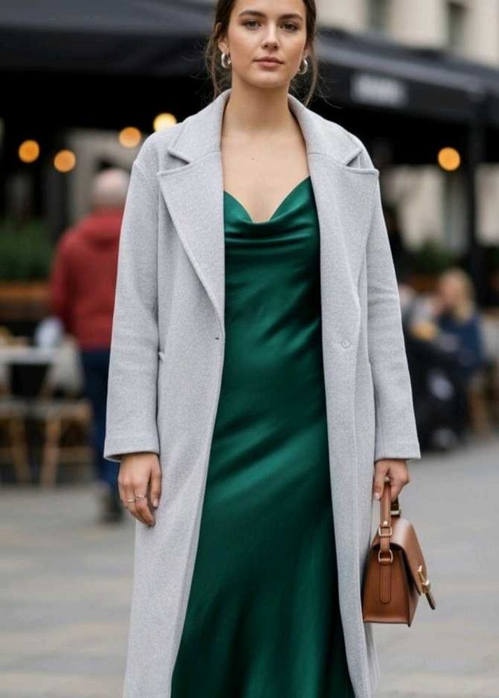 BERSHKA Grey Long Coat