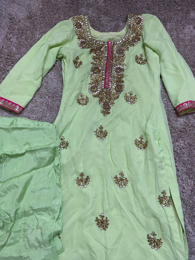 Light Green Embellished Kurta