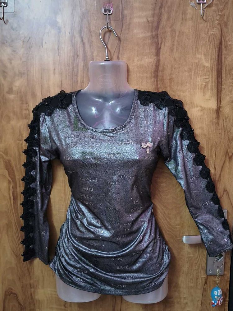 EXCLUSIVE 💖 DESIGNER 💝Elegant Silver &amp; Black Top