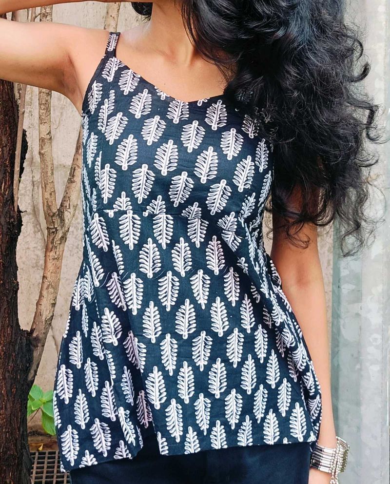Short Kurti | Black Kurta Single Strap New