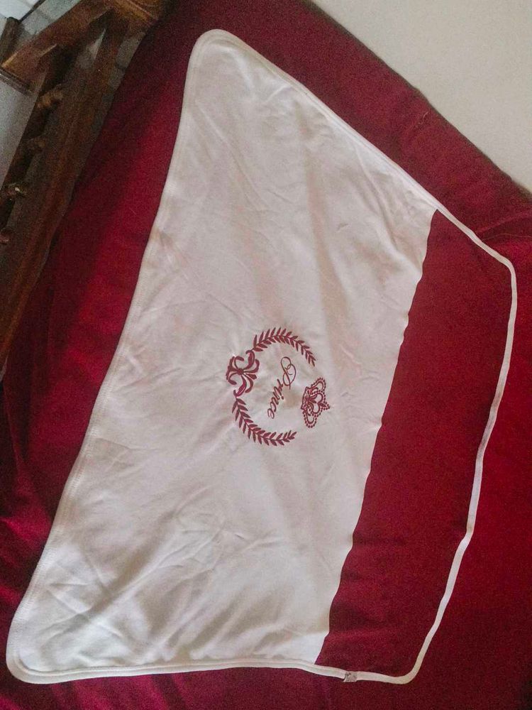 cute red and white baby blanket