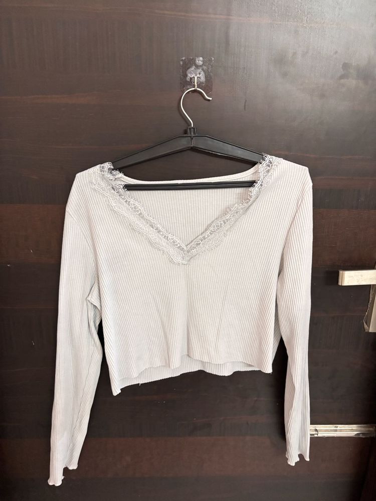 Lace Trim Crop Top