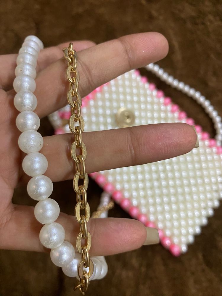 Pearl Beaded Mobile Bag