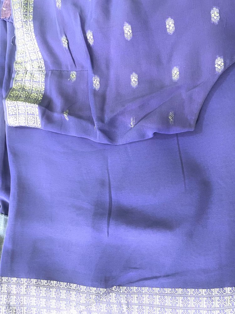 Lavender Resham Work Saree With Georgette Quality