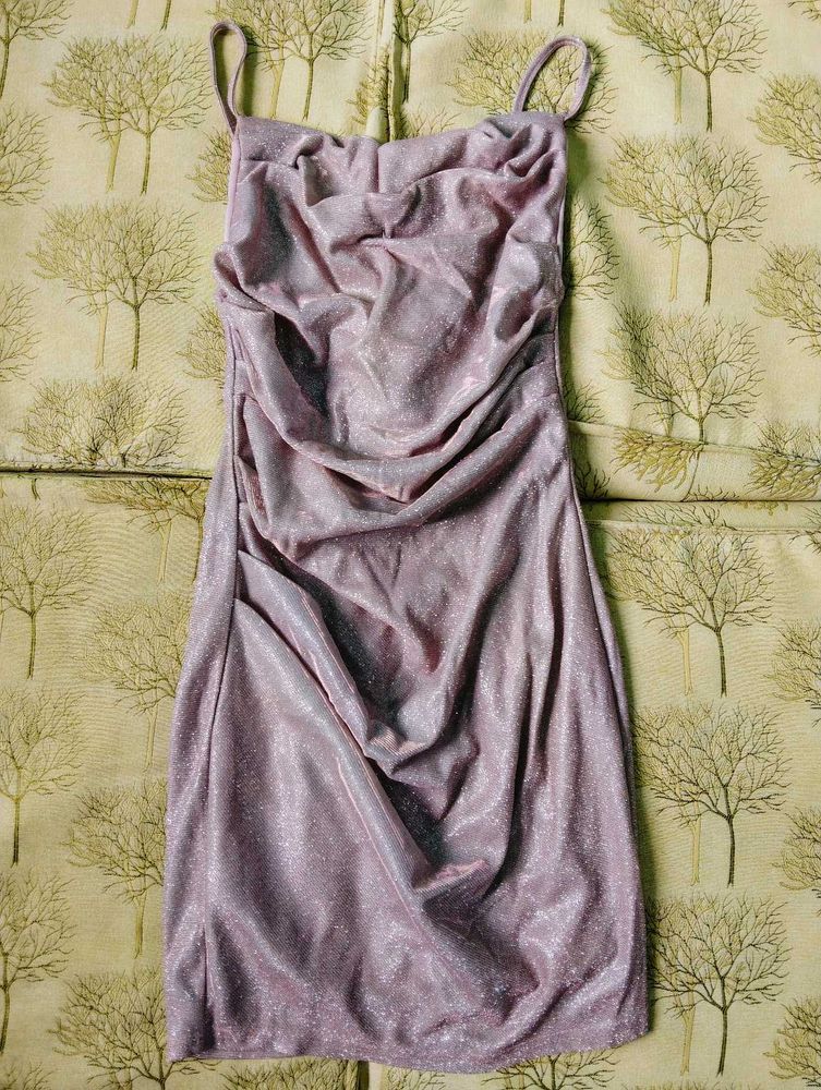 Mini Bodycon Party Cowl Neck Sparkle Dress