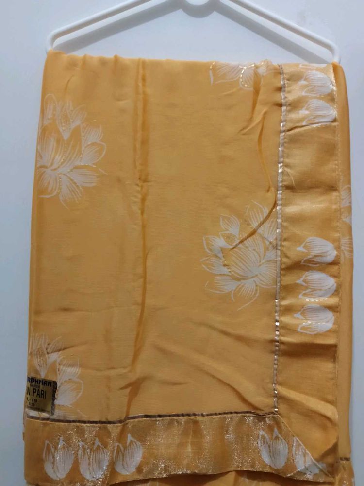 Elegant Yellow Floral Saree