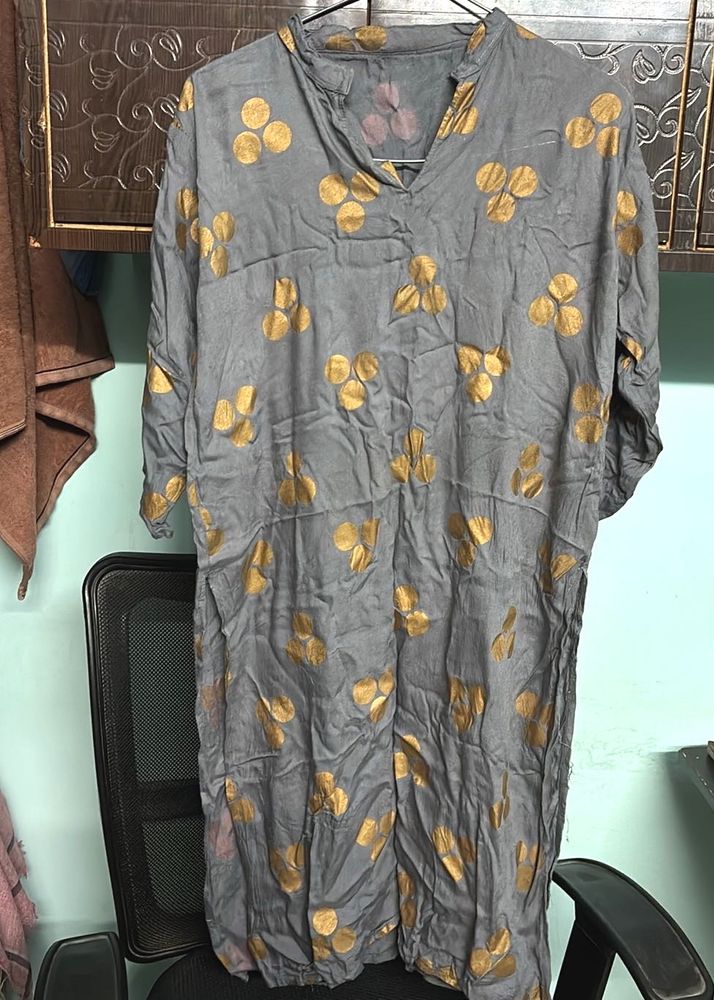 Grey &amp; Gold Print Tunic