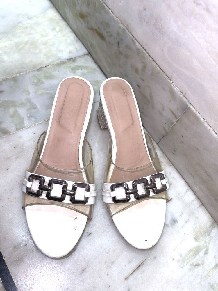 White Chain Detail Mules coin offer available