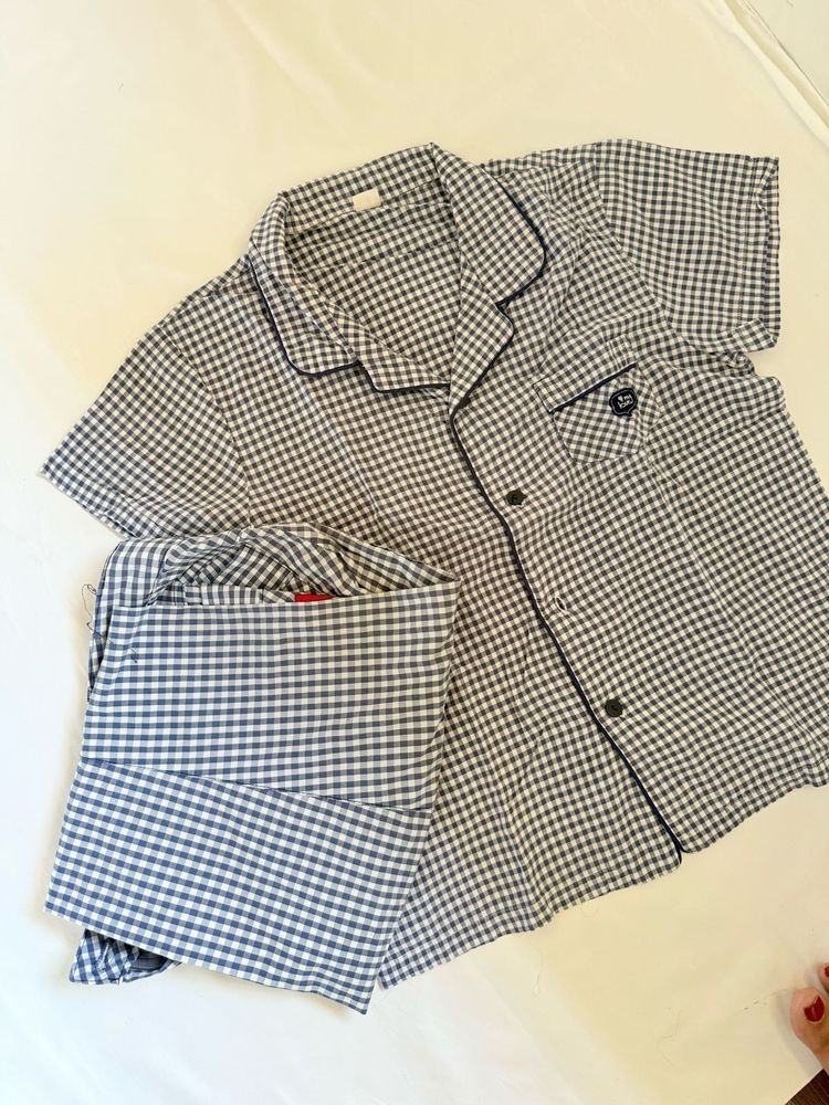 Checks Nightsuit (2 Piece Set) Size: S-M