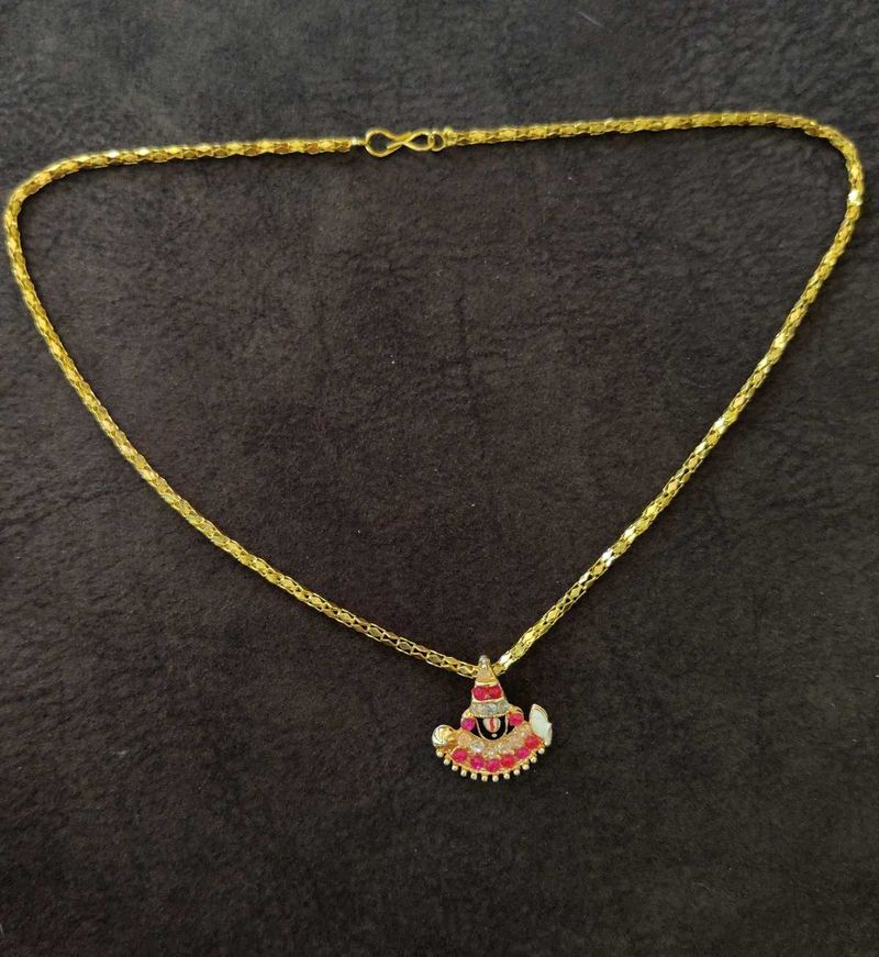 Gold Chain with Religious Pendant